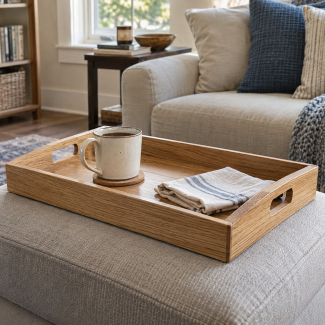 Alder Serving Tray in a realistic home setting