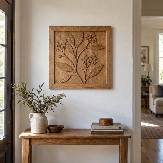 Vale Carved Wall Accent in a realistic home setting